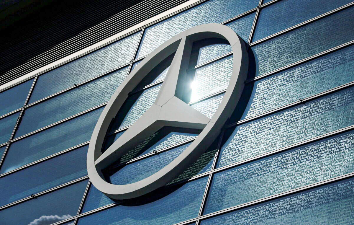 The Mercedes-Benz logo is pictured at the 2019 Frankfurt Motor Show (IAA) in Frankfurt, Germany, on Sept. 10, 2019. (Ralph Orlowski/Reuters)