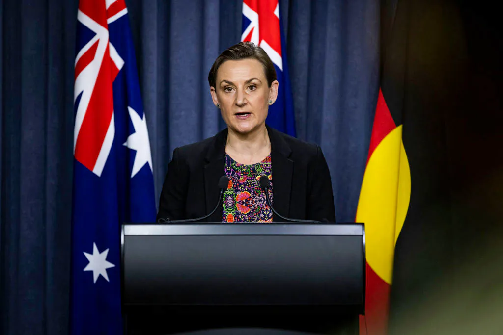 Western Australia Health Minister Amber-Jade Sanderson at Dumas House in Perth, Australia on Dec. 24, 2021. (Photo by Matt Jelonek/Getty Images)