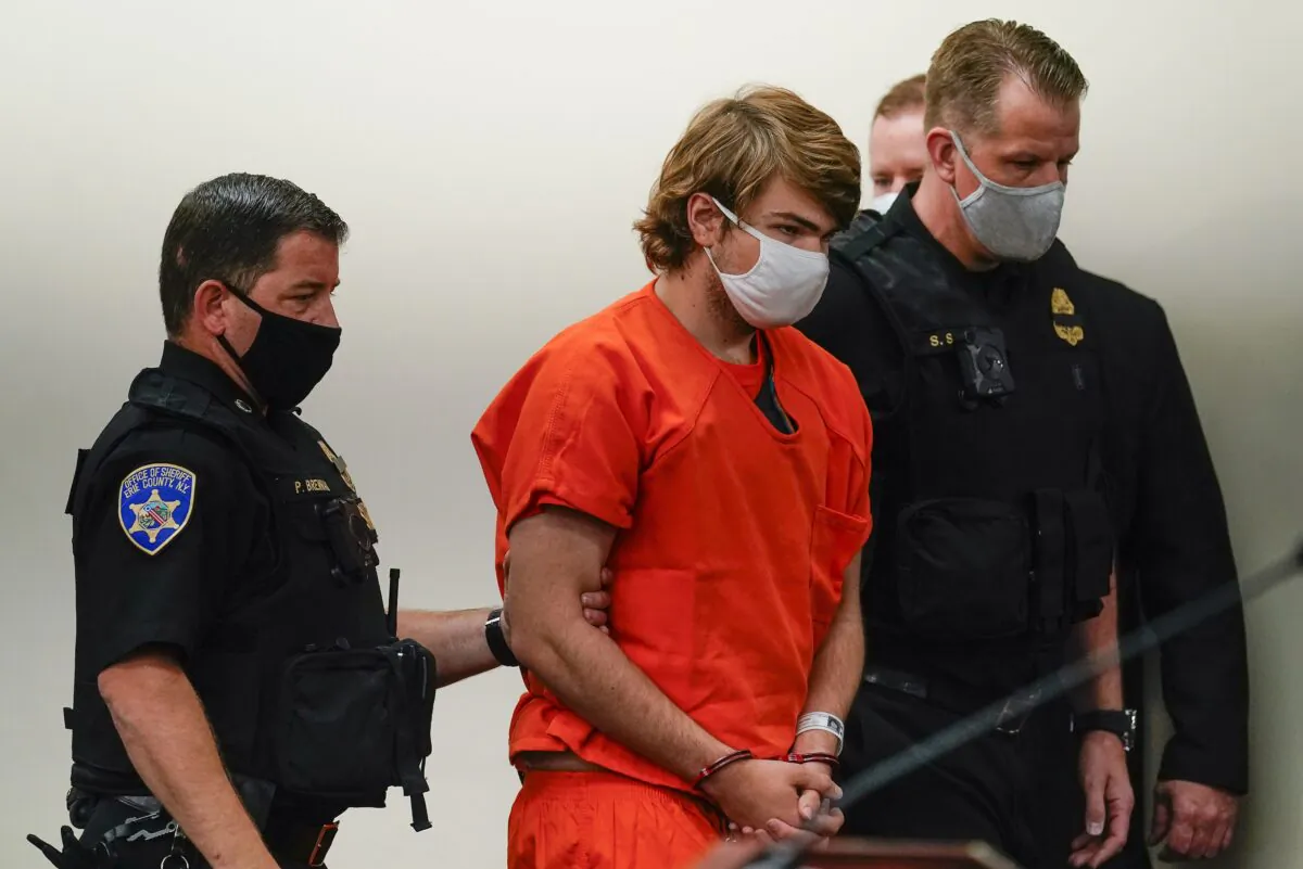 Payton Gendron is led into the courtroom for a hearing at Erie County Court in Buffalo, N.Y., on May 19, 2022. (Matt Rourke/AP Photo)