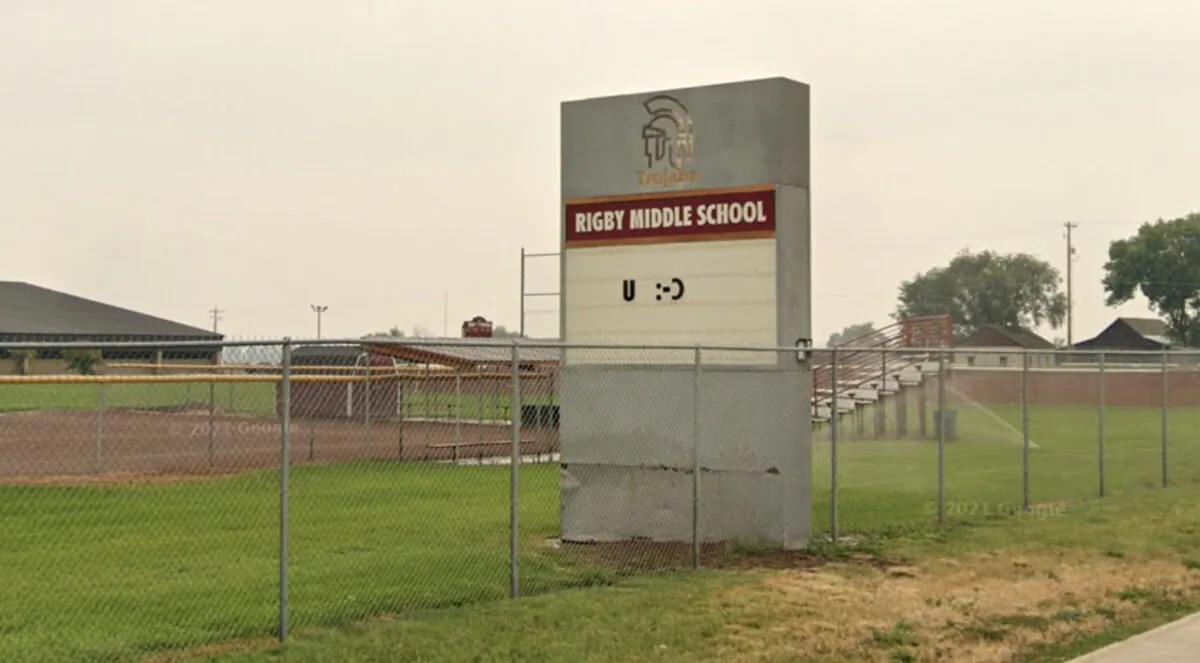 A sign for the Rigby Middle School in Rigby, Idaho, in August 2021. (Google Maps/Screenshot via The Epoch Times)