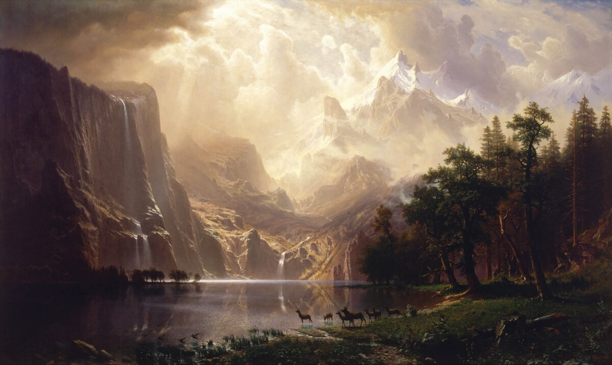 "Among the Sierra Nevada Mountains," 1868, by Albert Bierstadt. Oil on canvas. (The Smithsonian. (Public Domain) 

