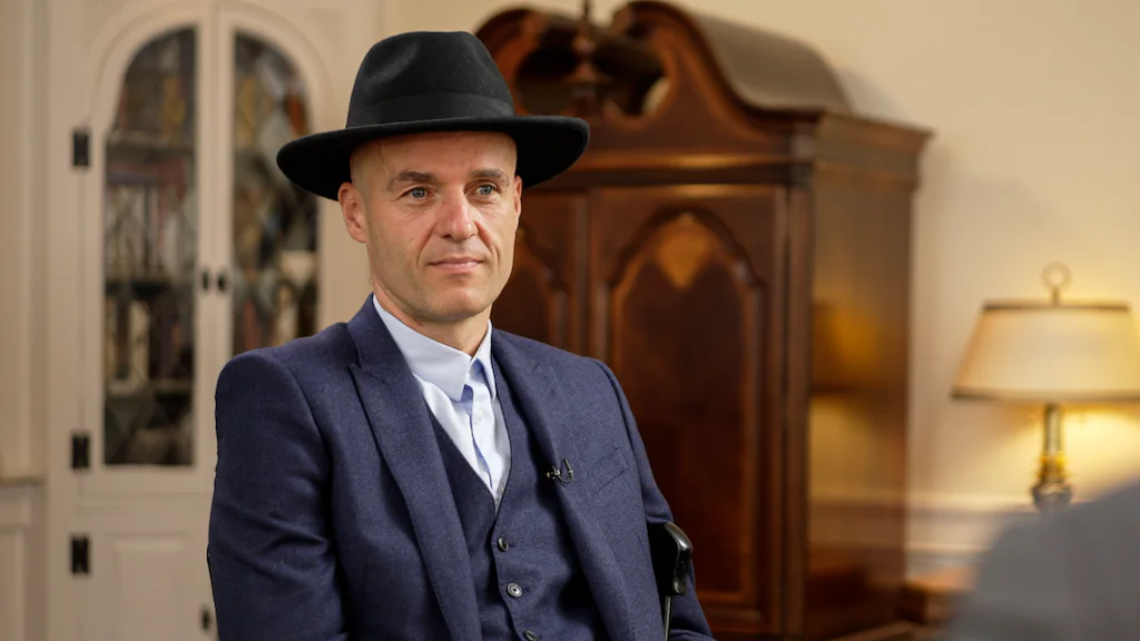 Paul Frijters, a visiting professor of Wellbeing Economics at the London School of Economics and co-author of “The Great Covid Panic: What Happened, Why, and What to Do Next," in Norfolk, Conn., on May 27. (Bao Qiu/The Epoch Times)
