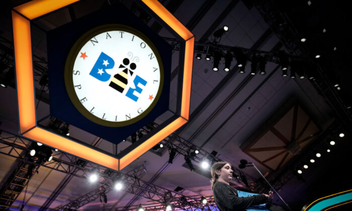 14 year old Zoe Keith, from Boulder, Colorado, competes during the Scripps National Spelling Bee at the Gaylord National Harbor Resort  in Oxon Hill, Maryland on June 1, 2022. (Drew Angerer/Getty Images)