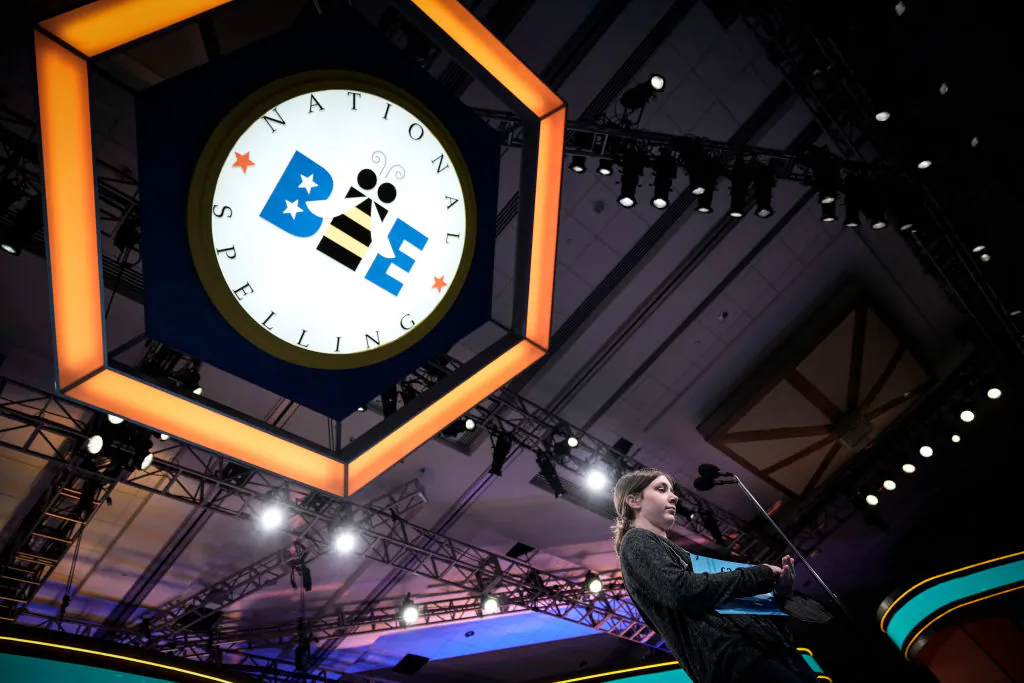 14 year old Zoe Keith, from Boulder, Colorado, competes during the Scripps National Spelling Bee at the Gaylord National Harbor Resort  in Oxon Hill, Maryland on June 1, 2022. (Drew Angerer/Getty Images)