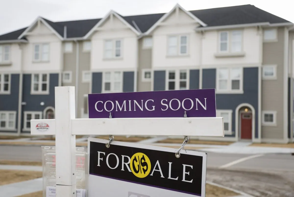Houses for sale in a new subdivision in Airdrie, Alta., Jan. 28, 2022. (The Canadian Press/Jeff McIntosh)