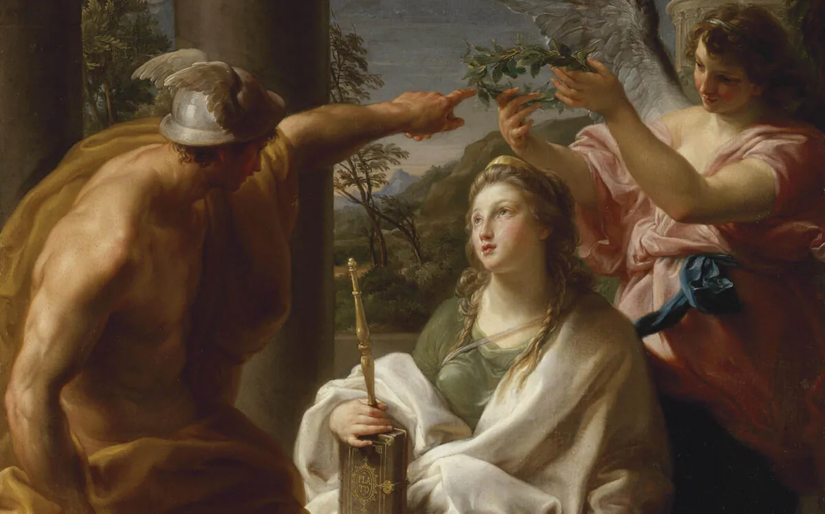 Detail of “Mercury Crowning Philosophy, Mother of Art,” 1747, by Pompeo Batoni. Oil on canvas; 47.2 inches by 35.2 inches. The State Hermitage Museum, St. Petersburg, Russia. (Vladimir Terebenin/The State Hermitage Museum)