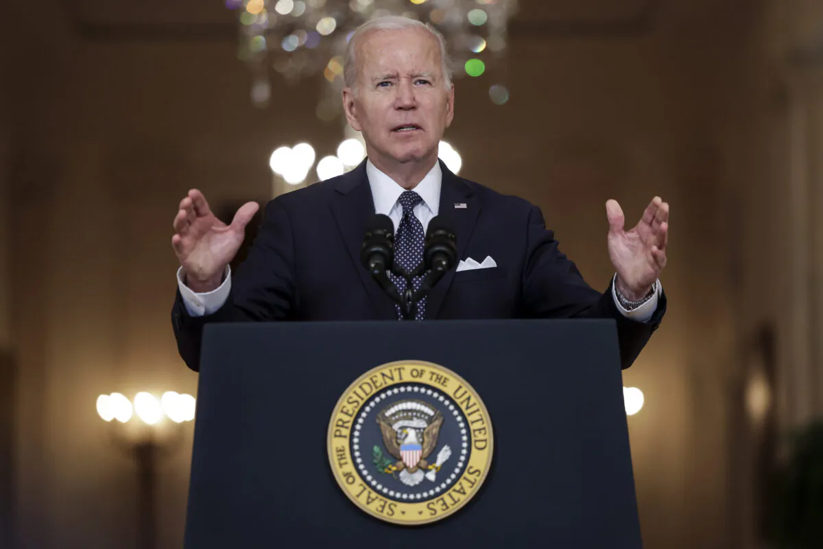 President Joe Biden delivers remarks on the recent mass shootings from the White House on June 2, 2022. (Kevin Dietsch/Getty Images)