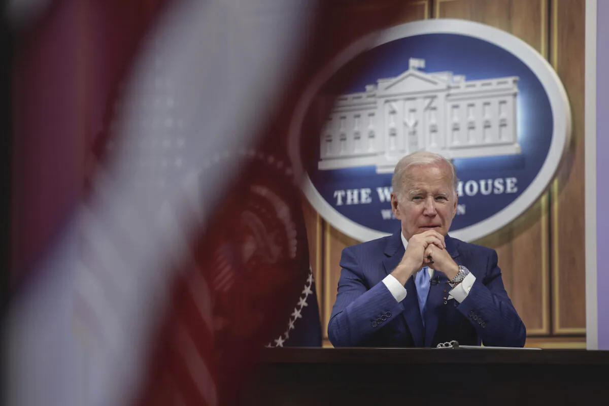 President Joe Biden at the Eisenhower Executive Office Building in Washington on June 1, 2022. (Kevin Dietsch/Getty Images)