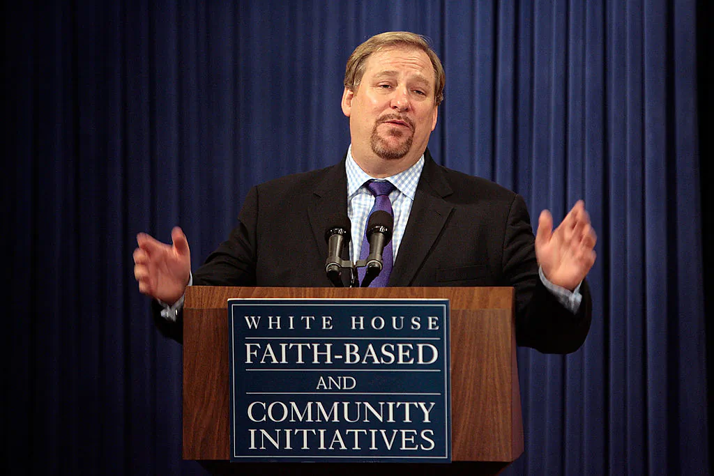 Saddleback Church Pastor Rick Warren, author of "The Purpose Driven Life," speaks during the White House Roundtable on Faith-Based and Community Solutions to Combat HIV/AIDS in the Eisenhower Executive Office Building in Washington, DC, on Dec. 12, 2007. (Chip Somodevilla/Getty Images)