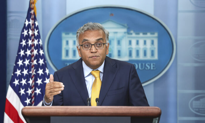 White House COVID-19 Response Coordinator Ashish Jha speaks at the daily press briefing at the White House in Washington, on June 2, 2022. (Kevin Dietsch/Getty Images)
