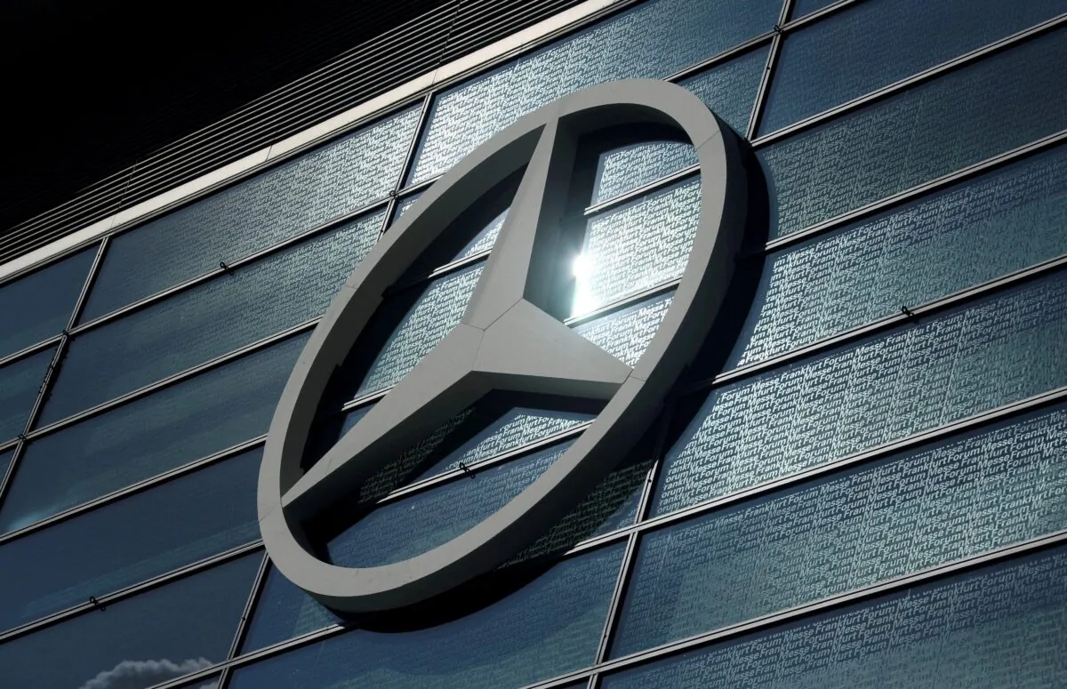 The Mercedes-Benz logo at the 2019 Frankfurt Motor Show (IAA) in Frankfurt, Germany, on Sept. 10, 2019. (Ralph Orlowski/Reuters)
