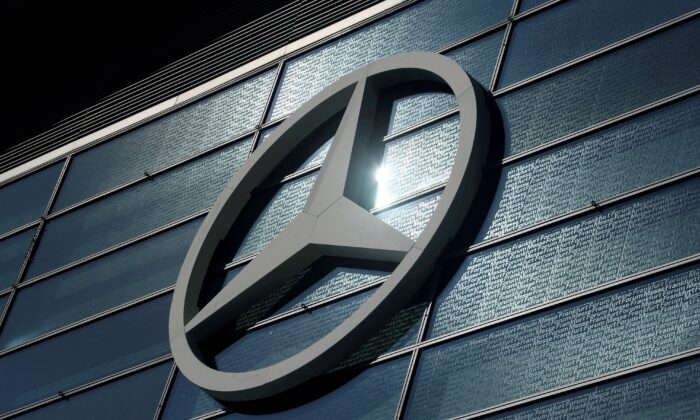 The Mercedes-Benz logo at the 2019 Frankfurt Motor Show (IAA) in Frankfurt, Germany, on Sept. 10, 2019. (Ralph Orlowski/Reuters)