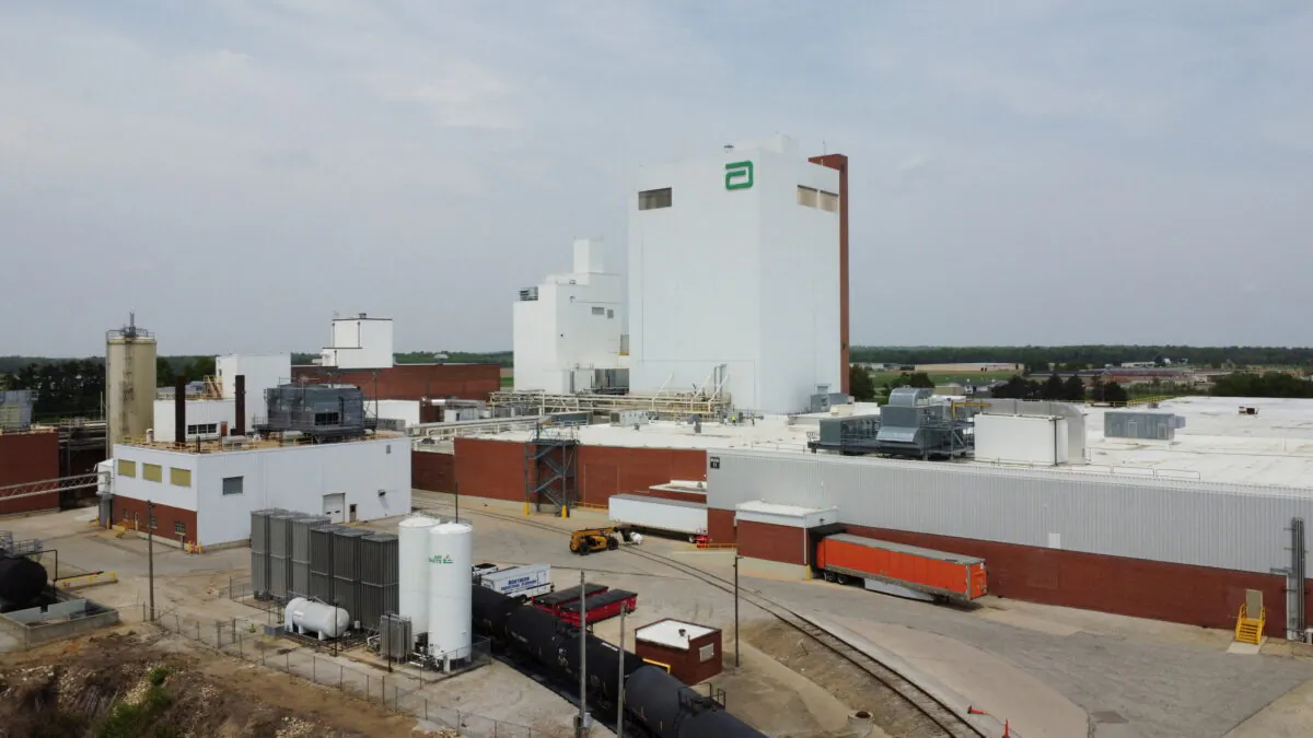 The Abbott Laboratories facility where dozens of recalled types of powdered baby formulas were made leading to production being halted at the location, in Sturgis, Mich., on May 20, 2022. (Eric Cox/Reuters)
