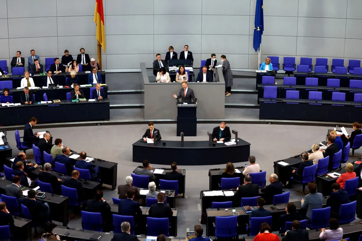 German Finance Minister Christian Lindner speaks during a session of Germany's lower house of parliament, the Bundestag, in Berlin, Germany, on June 3, 2022. (Lisi Niesner/Reuters)