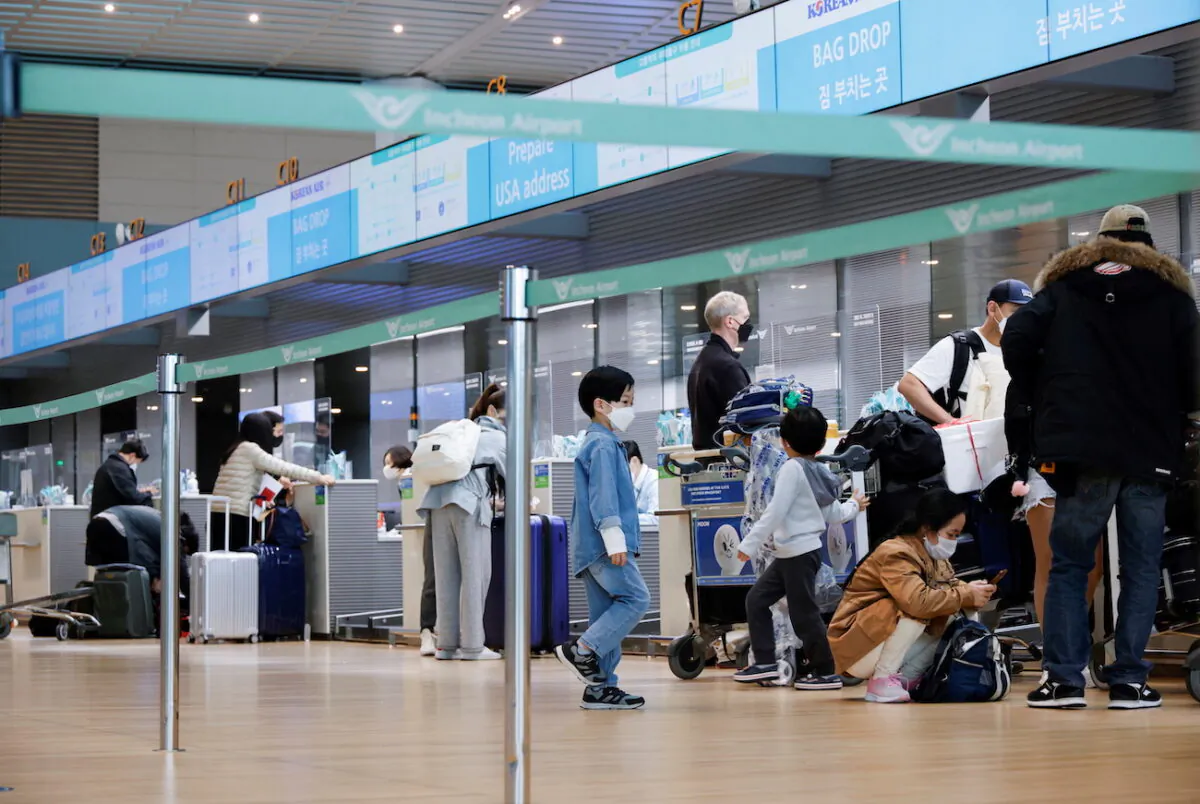 Incheon International Airport in Incheon, South Korea, on March 25, 2022. (Heo Ran/Reuters)