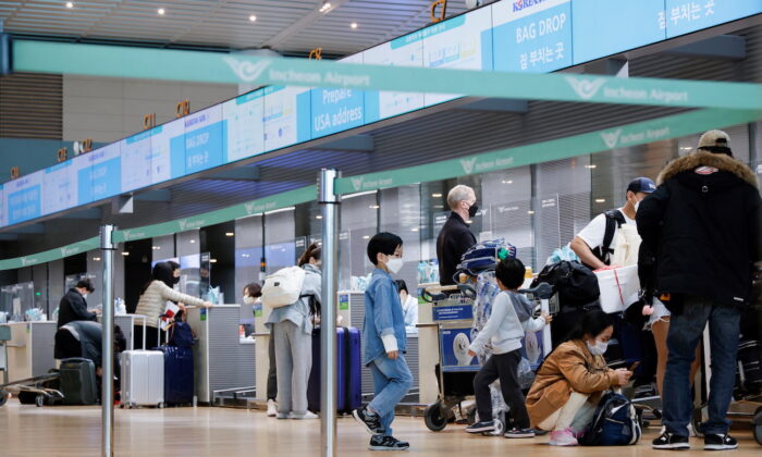 Incheon International Airport in Incheon, South Korea, on March 25, 2022. (Heo Ran/Reuters)