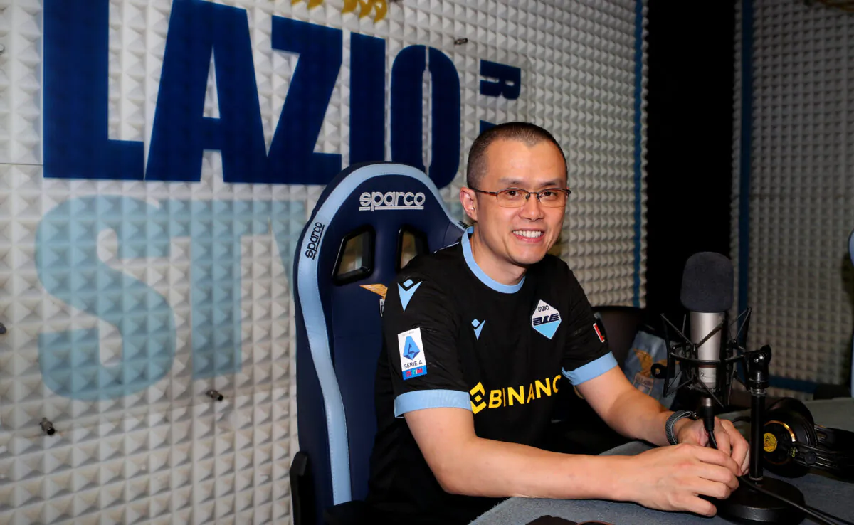 Binance CEO Changpeng  Zhao looks on at the SS Lazio Radio during the visit at Formello Sport center, in Rome, Italy, on May 12, 2022. (Paolo Bruno/Getty Images)