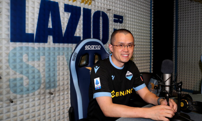 Binance CEO Changpeng  Zhao looks on at the SS Lazio Radio during the visit at Formello Sport centre on May 12, 2022 in Rome, Italy. (Paolo Bruno/Getty Images)