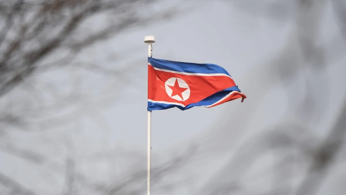 The North Korean flag flies above the North Korean Embassy in Beijing on March 9, 2018. (Greg Baker/AFP via Getty Images)