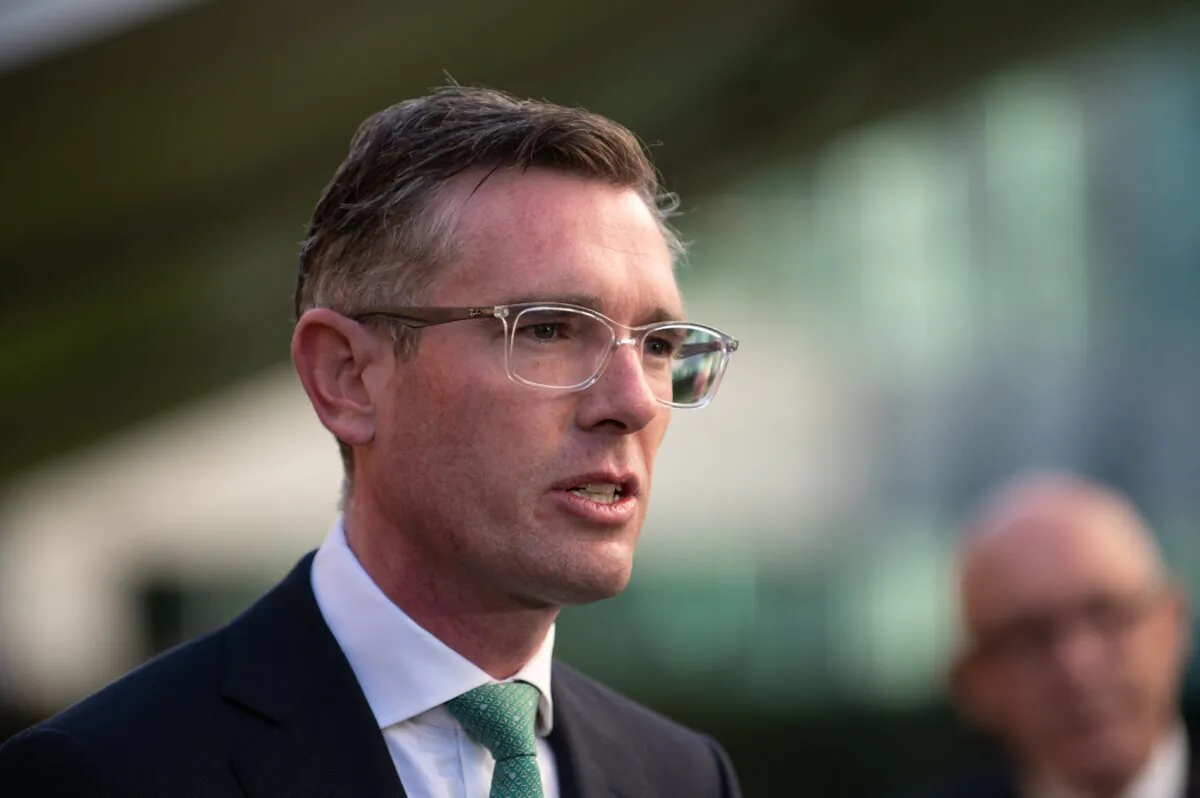 NSW Premier Dominic Perrottet speaks to media during an announcement at Liverpool Hospital in Sydney, Australia, on June 6, 2022. (AAP Image/Flavio Brancaleone)