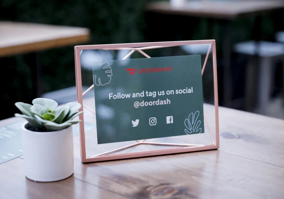 A view of general atmosphere at the Doordash booth at 'Night Market' presented by The Los Angeles Times in Los Angeles, on May 8, 2019. (Tibrina Hobson/Getty Images for Los Angeles Times Food Bowl)