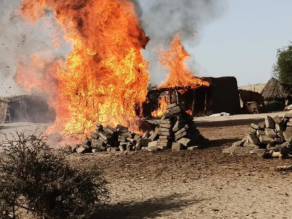 Former insurgents' settlements set ablaze by soldiers of the regional force. (Courtesy of MNJTF)