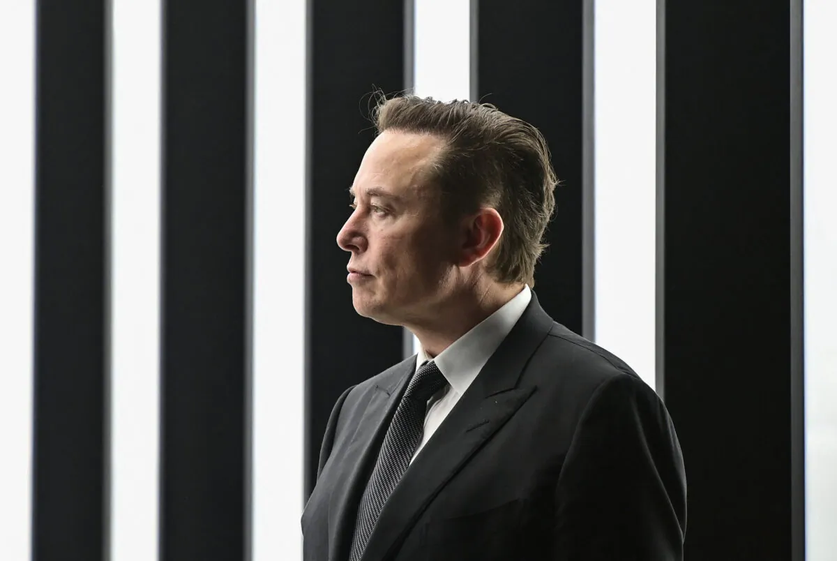 Tesla CEO Elon Musk is pictured as he attends the start of the production at Tesla's "Gigafactory" in Gruenheide, southeast of Berlin on March 22, 2022. (Patrick Pleul/Pool/AFP via Getty Images)