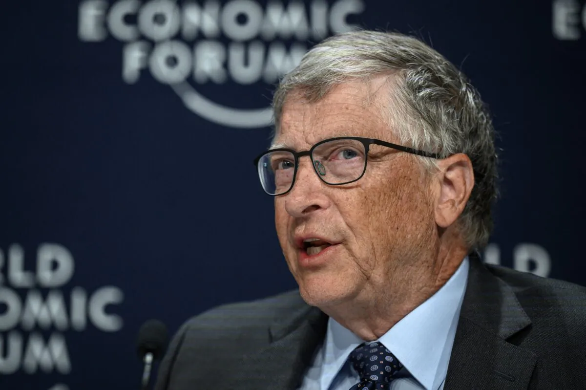 Co-founder of Microsoft Bill Gates attends a press conference on the sidelines of the World Economic Forum annual meeting in Davos on May 25, 2022. (Fabrice Coffrini/AFP via Getty Images)
