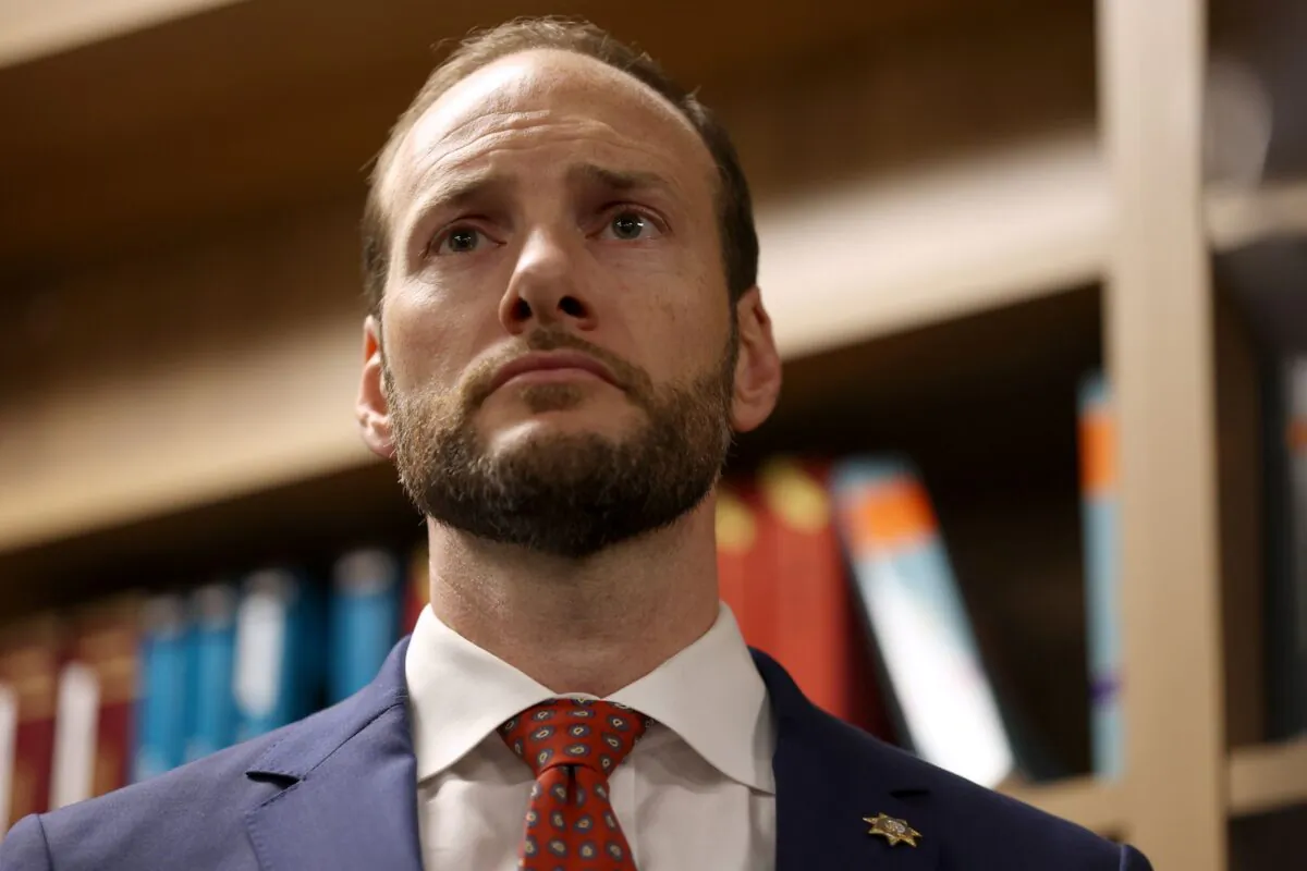 San Francisco District Attorney Chesa Boudin during a news conference in San Francisco on May 10, 2022. (Justin Sullivan/Getty Images)