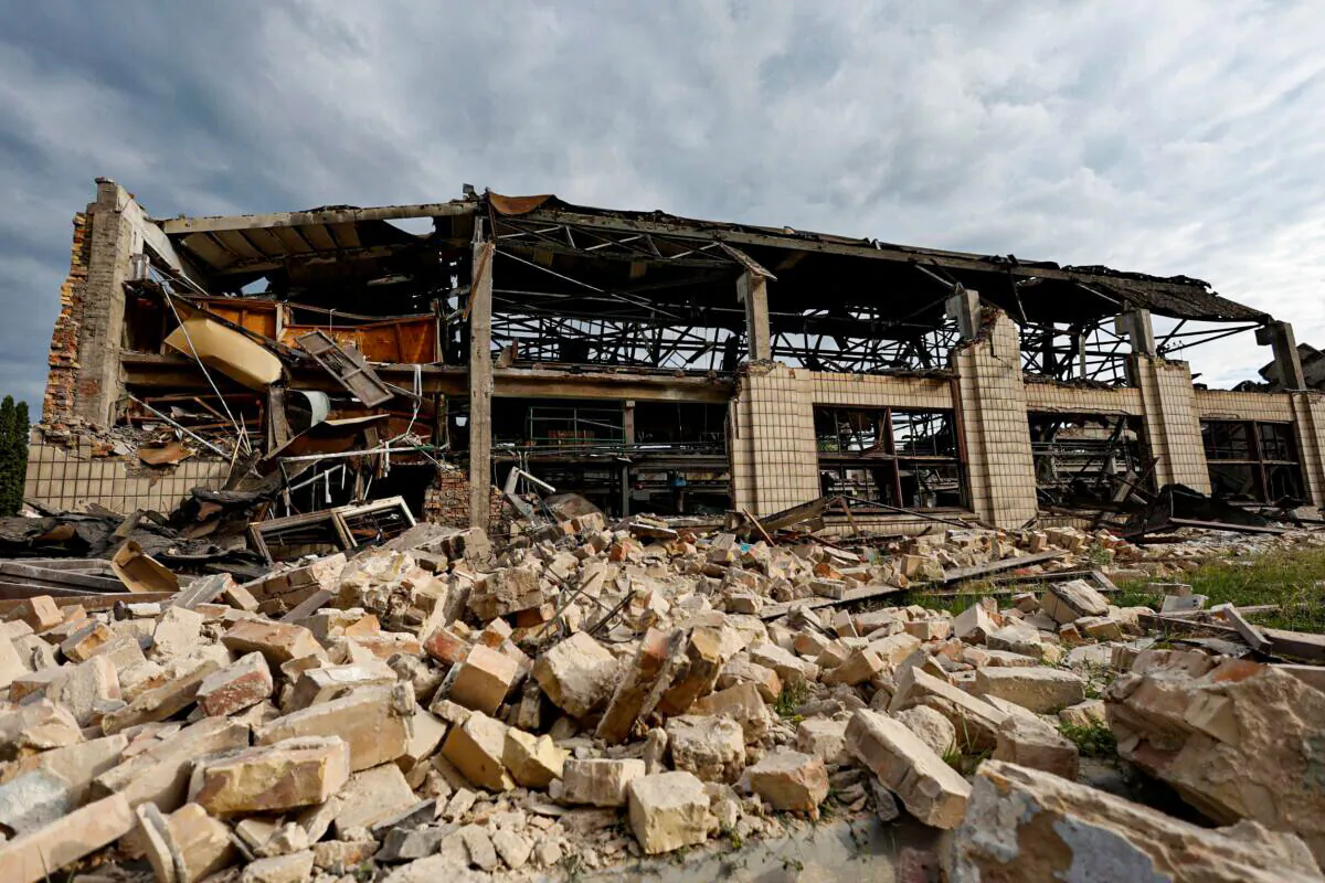 A view shows a facility of the Darnytsia Car Repair Plant damaged by missile strikes, in Kyiv, Ukraine, on June 5, 2022. (Valentyn Ogirenko/Reuters)