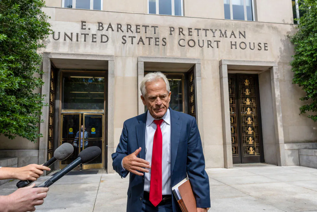 Navarro speaks to the media after his hearing in federal court in Washington on June 3, 2022. (Tasos Katopodis/Getty Images)
