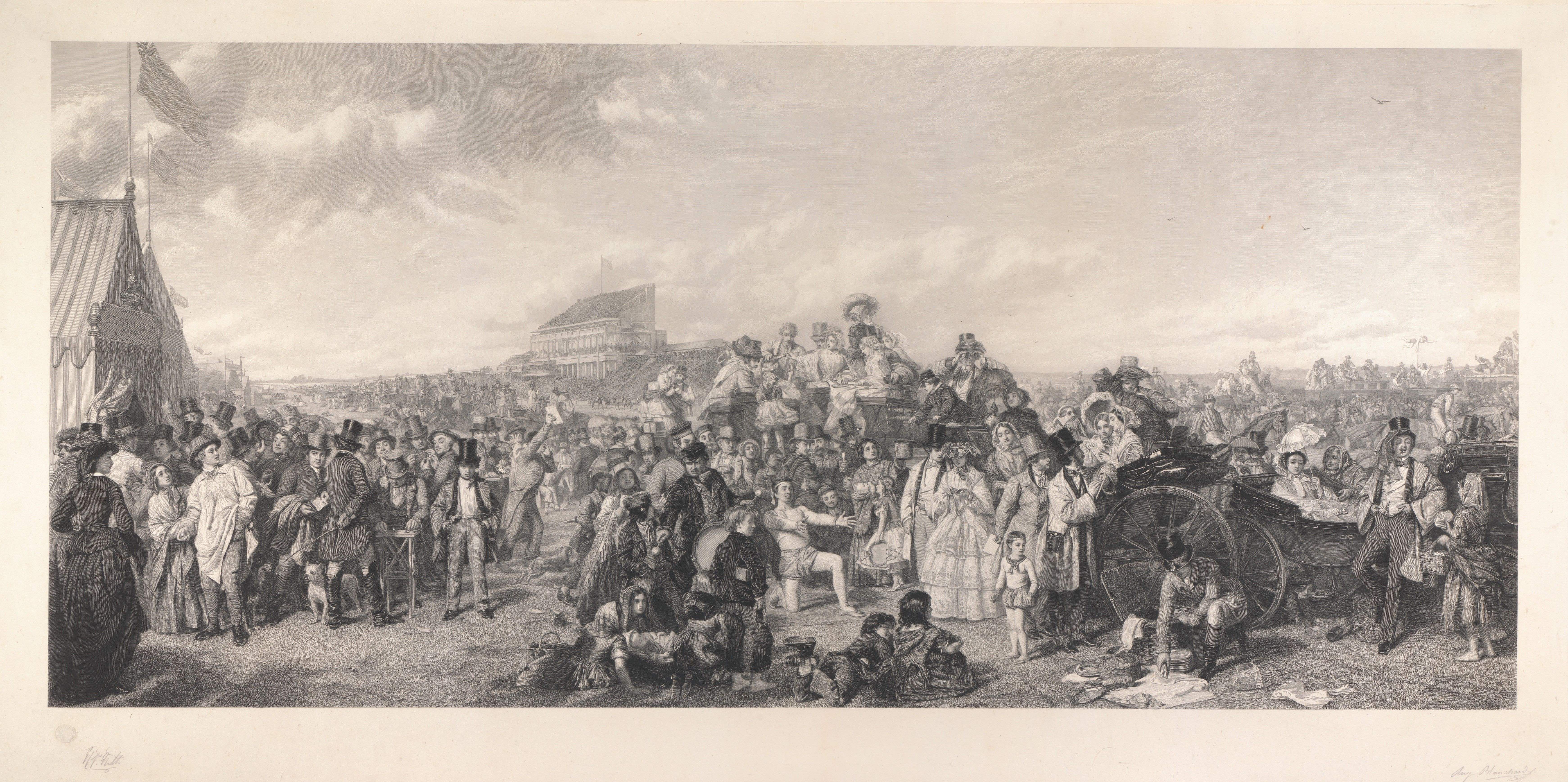 "Derby Day," circa 1858, by Auguste Blanchard after William Powell Frith. Engraving