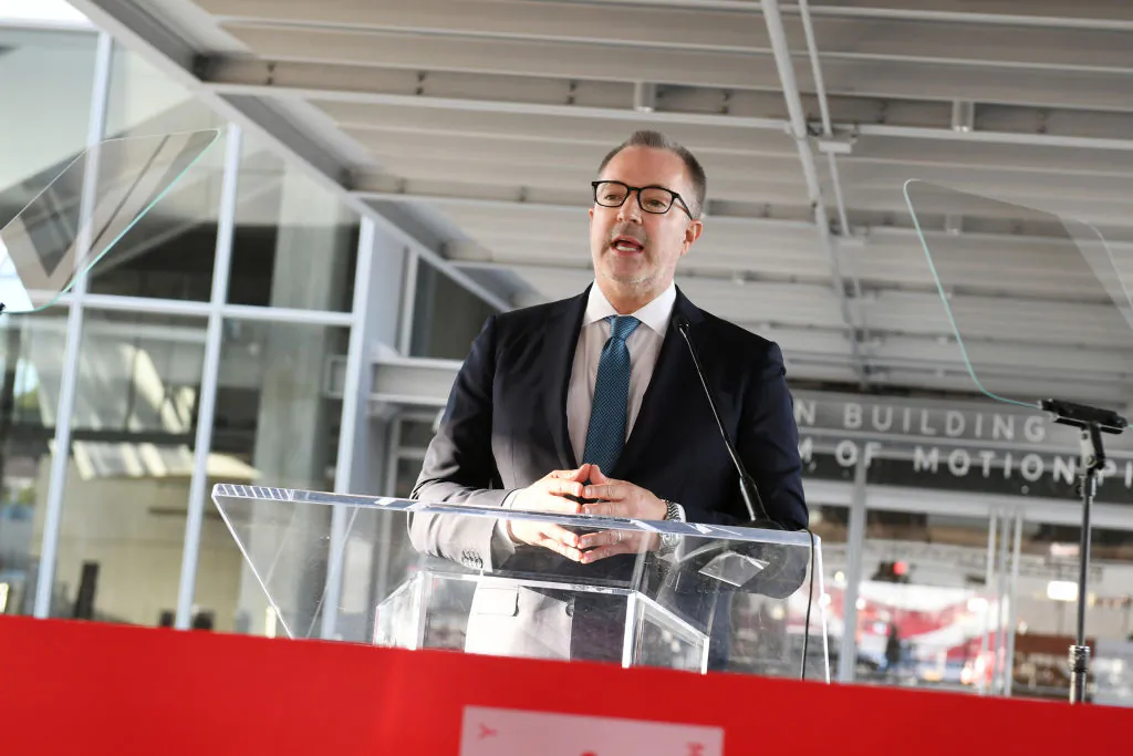 Director and President of Academy Museum, Bill Kramer speaks during the Official Ribbon Cutting Of The Opening Of The Academy Museum Of Motion Pictures at Academy Museum of Motion Pictures in Los Angeles on Sept. 30, 2021. (JC Olivera/Getty Images)