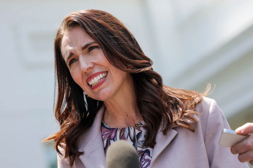 New Zealand Prime Minister Jacinda Ardern speaks to members of the media after meeting with U.S. President Joe Biden, at the White House in Washington, on May 31, 2022. (Kevin Dietsch/Getty Images)
