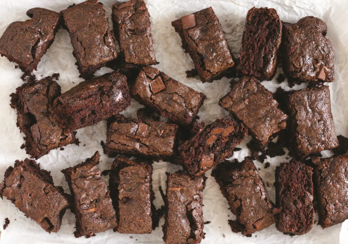 These rich, eggless brownies hide three cups of shredded zucchini. (Amanda Rettke)