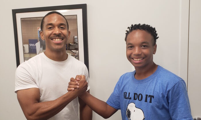 A mentoring match, Mark B. and Tysaun, 14. (Courtesy of Big Brothers Big Sisters)