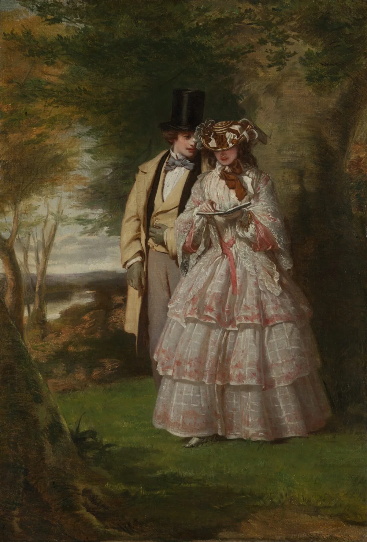 "The Two Central Figures in "Derby Day"," circa 1860, by William Powell Frith. Oil on canvas; 18 inches by 12 1/2 inches. Gift of Mrs. Charles Wrightsman in 2008, Metropolitan Museum of Art, New York City. (Public Domain)