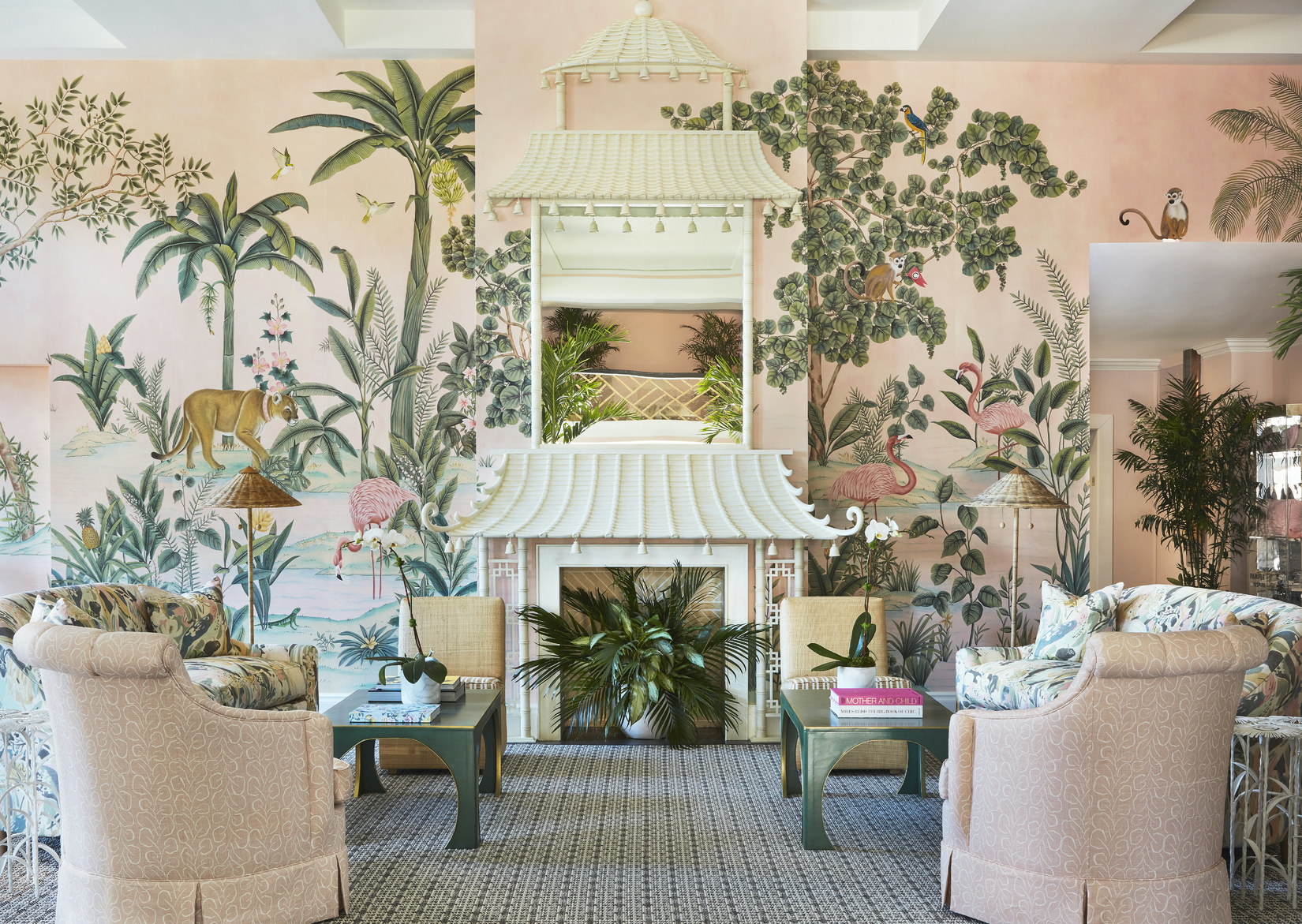 “The Colony” on Pink edo paper, designed exclusively for the lobby of the Colony Hotel in Palm Beach, Fla. 