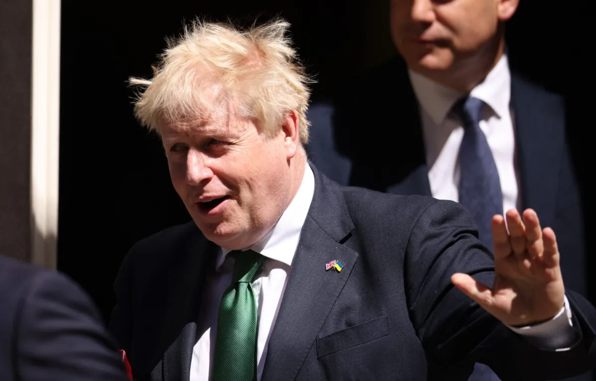 Prime Minister Boris Johnson departs No 10 Downing Street to attend Prime Minister's Questions in the House of Commons, in London, on June 8, 2022. (Dan Kitwood/Getty Images)