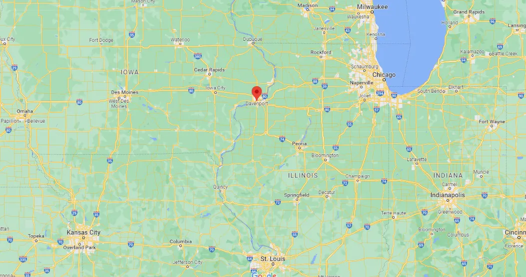Davenport, Iowa. (Screenshot/Google Maps via The Epoch Times)