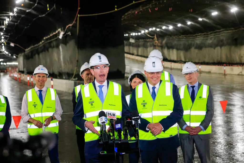 New South Wales Premier Dominic Perrottet talks during a press conference held at WestConnex Motorway Control Centre in Sydney, Australia on November 05, 2021. (Photo by Mark Evans/Getty Images)