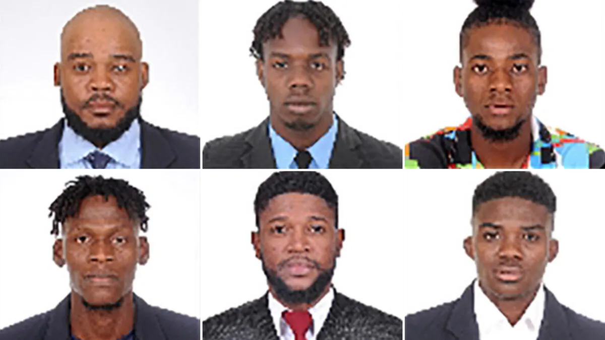 (L–R) top row: Antione Mithon, Nicholson Fontilus, and Peter Berlus. (L–R) bottom row: Anderson Petit-Frere, Steevenson Jacquet and Oriol Jean. (Osceola County Sheriff's Office)