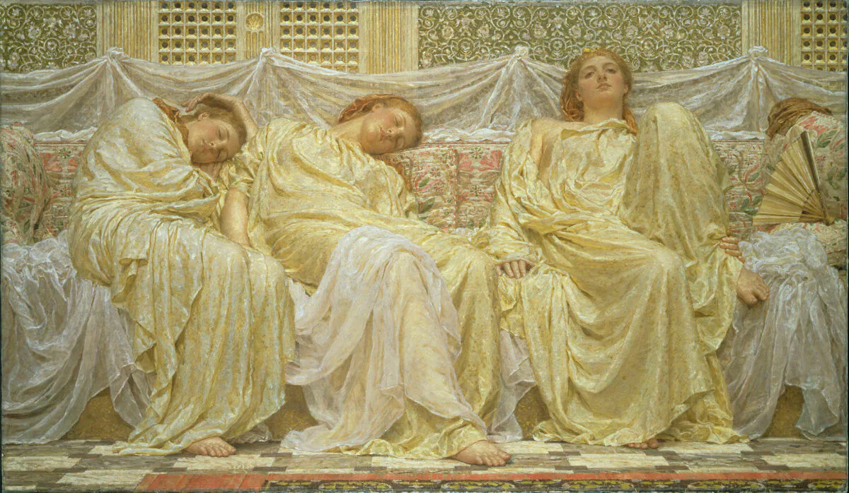 “Dreamers,” circa 1882, by Albert Joseph Moore. Oil on canvas; 27.5 inches by 47.6 inches. Birmingham Museum and Art Gallery, Birmingham. (Public Domain)