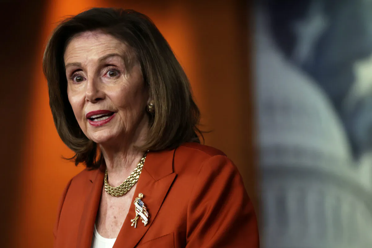 House Speaker Nancy Pelosi (D-Calif.) speaks to reporters in Washington on June 9, 2022. (Alex Wong/Getty Images)
