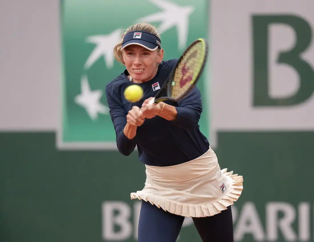 Ekaterina Alexandrova (RUS) in action during her match against Elina Svitolina (UKR) on day six at Stade Roland Garros, in Paris, France, on Oct 2, 2020. (MaSusan Mullane-USA TODAY Sports via Field Level Media)