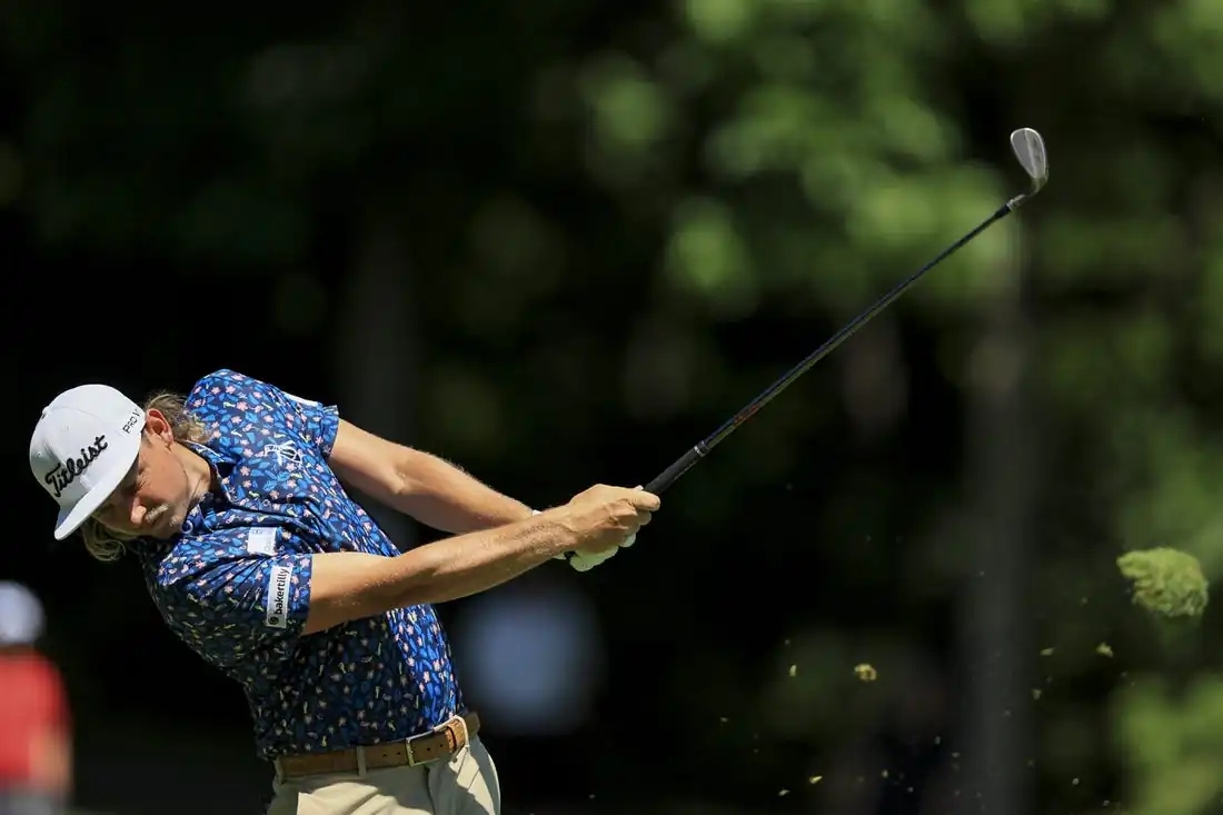 Cameron Smith plays his shot from the ninth fairway during the second round of the Memorial Tournament in Dublin, Ohio, on June 3, 2022. (Aaron Doster/USA TODAY Sports via Field Level Media)