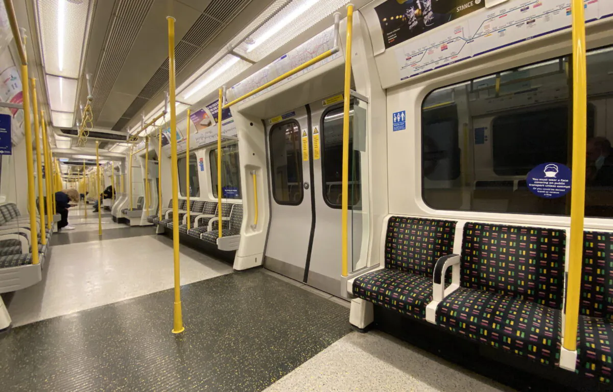Undated photo showing an almost empty London underground carriage. (Martin Keene/PA Media)