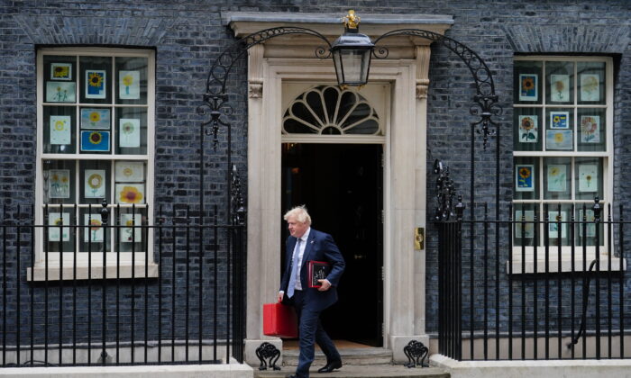 Prime Minister Boris Johnson departs 10 Downing Street on 4 July, 2022. (Dominic Lipinski/PA)