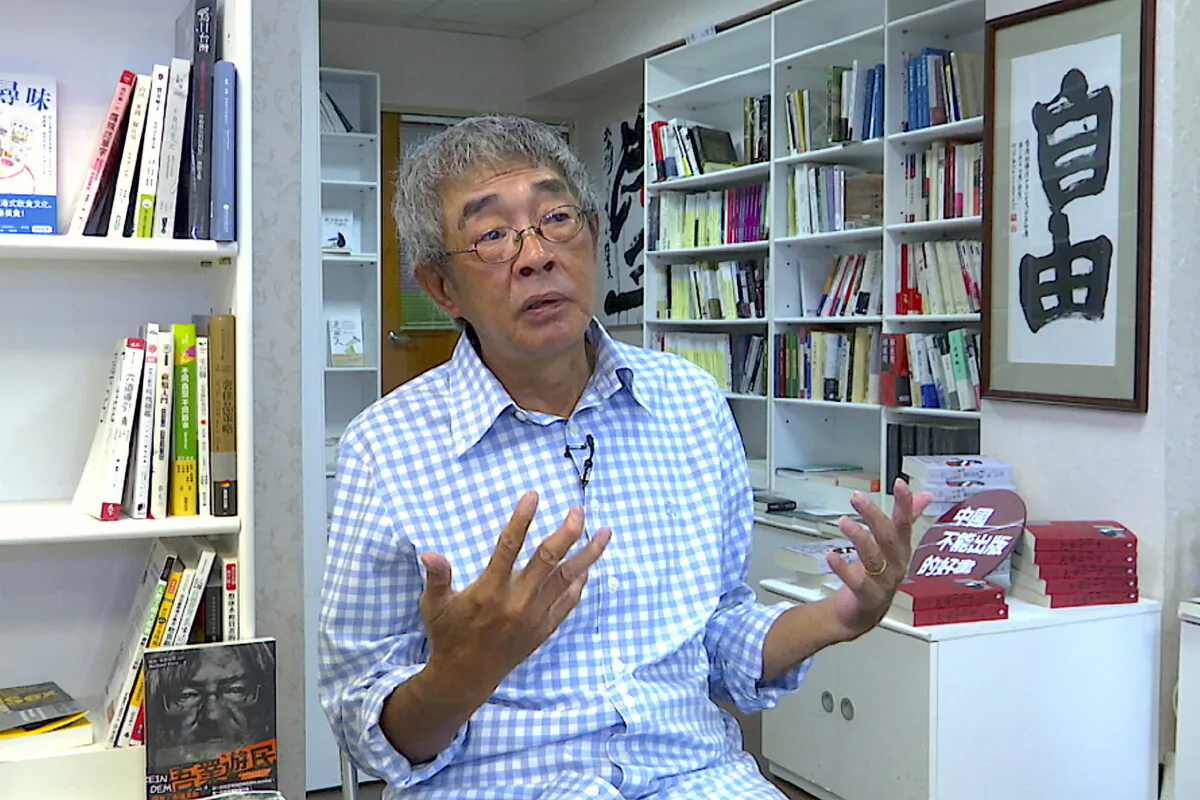 Lam Wing-Kee, a Hong Kong bookstore owner who fled to Taiwan in 2019, speaks during an interview inside his bookstore in Taipei, Taiwan, on June 8, 2022. (Johnson Lai/AP Photo)