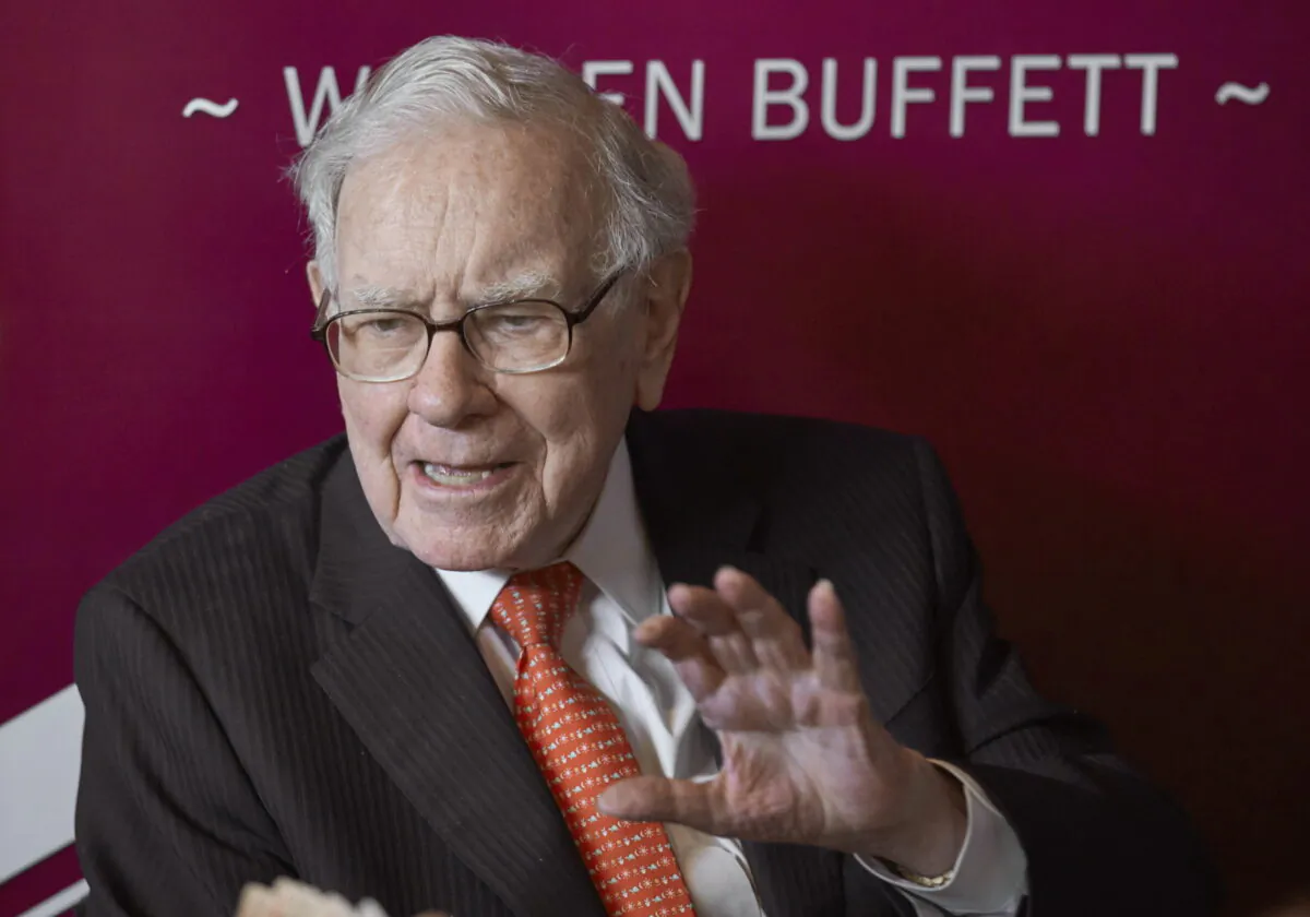 Warren Buffett, Chairman and CEO of Berkshire Hathaway, speaks following the annual Berkshire Hathaway shareholders meeting in Omaha, Neb. on May 5, 2019. (Nati Harnik/AP Photo)